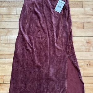 Free People magenta Ribbed Midi Pencil Skirt NWT